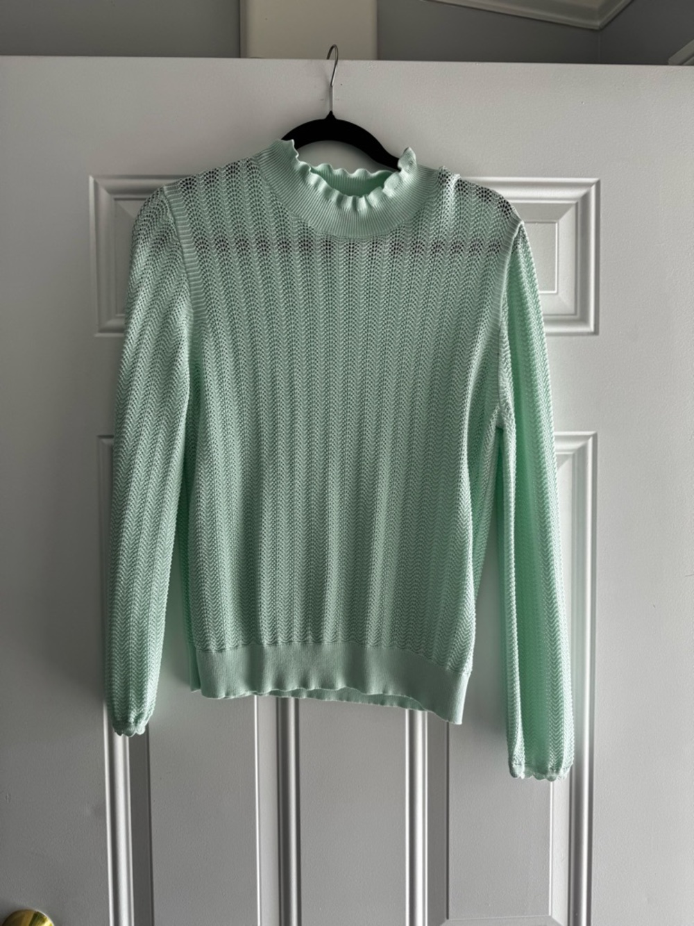 J. Crew Mint Green Ruffle-Neck Women’s Sweater
